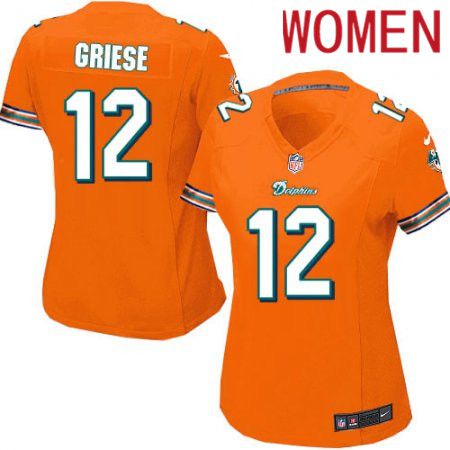 Women Miami Dolphins #12 Bob Griese Nike Orange Game NFL Jersey->women nfl jersey->Women Jersey
